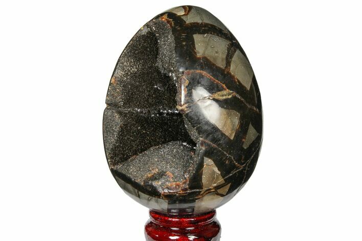 Bargain, Septarian Dragon Egg Geode - Black Crystals #120900